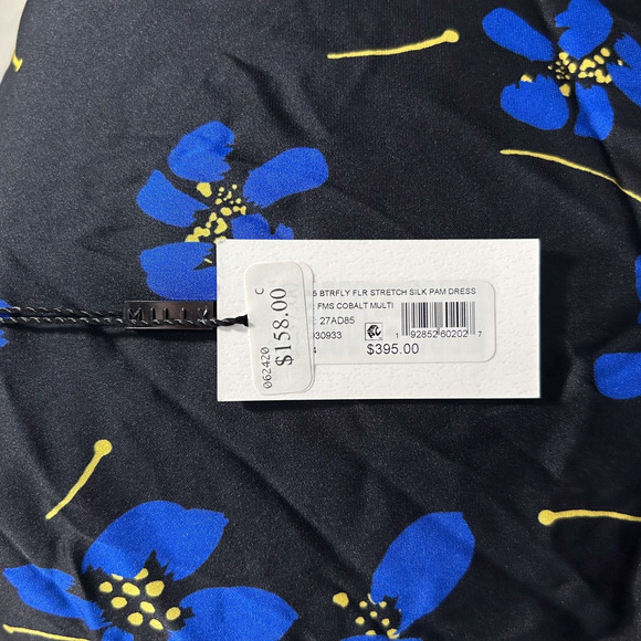 Milly NWT Butterfly Stretch Silk Pam Dress Size 4 Women's Ruched‎ Sheath Blue - Picture 12 of 14